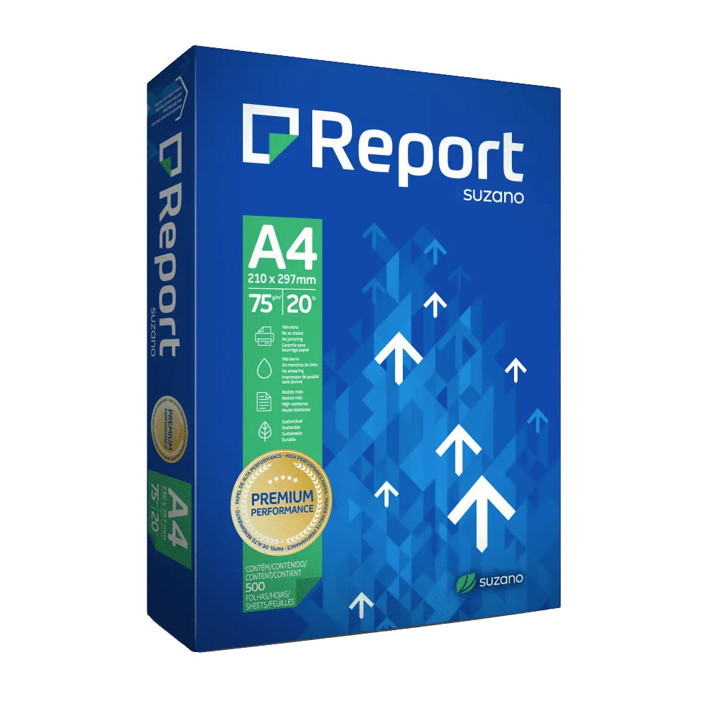 Papel A4 Sulfite Report Premium 75g CX C/ 5 Resmas 500 Fls
