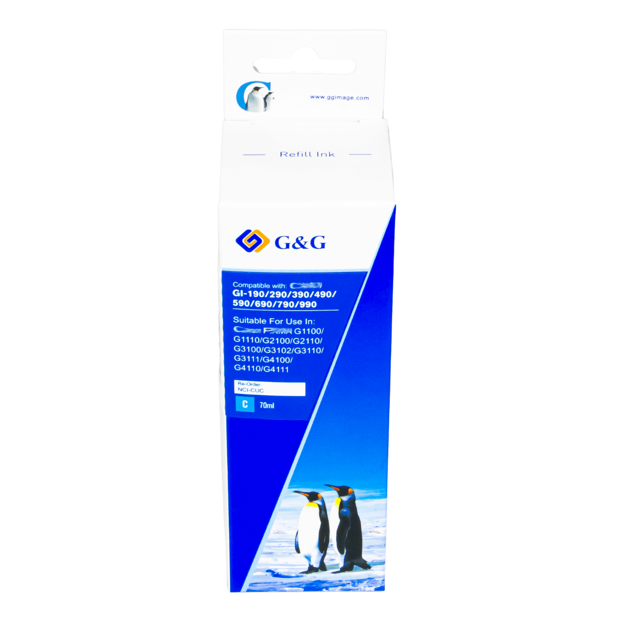 Refil de Tinta P/ Canon GI-190 Megatank Ciano 7K 70ml - G&G