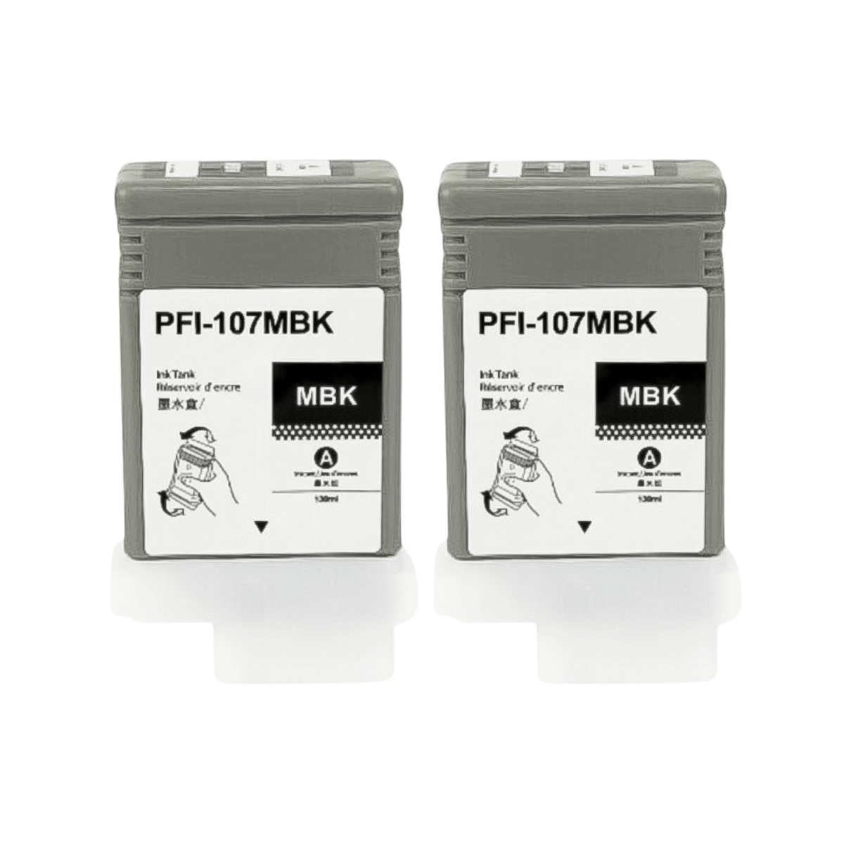 Kit 2x Cartucho de Tinta P/ Plotter Canon PFI-107 Matte Black 130ml - Lotus