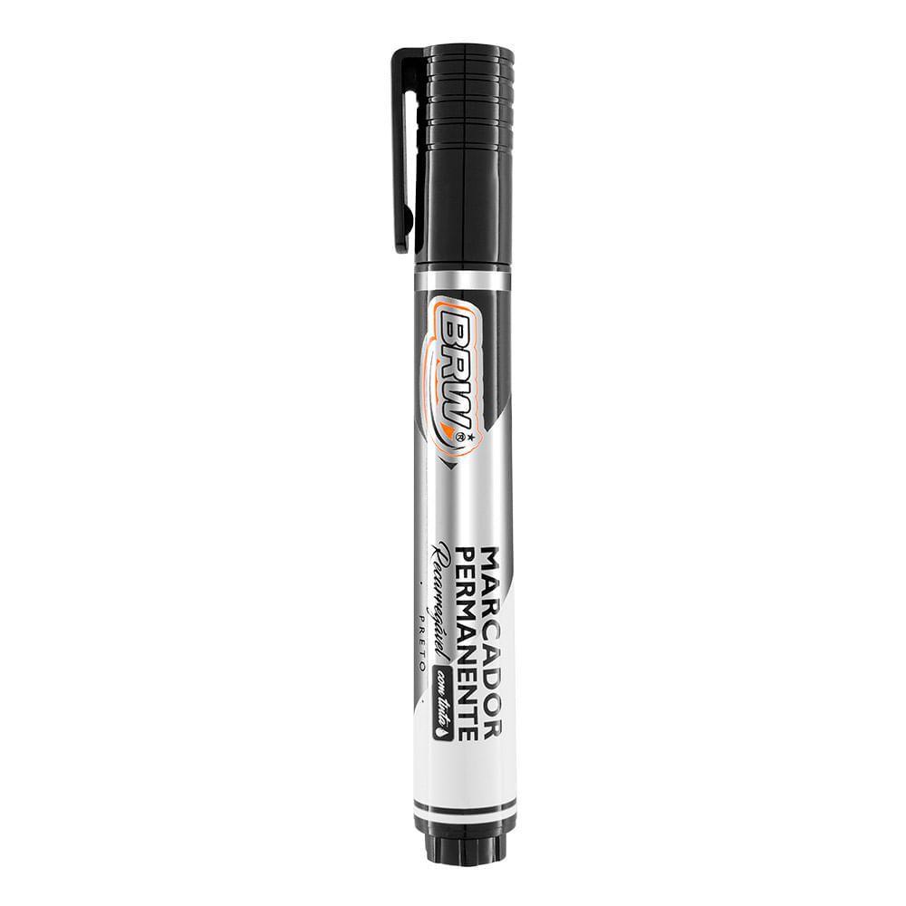 Marcador Permanente Recarregável C/ Tinta Preta Linha Prime