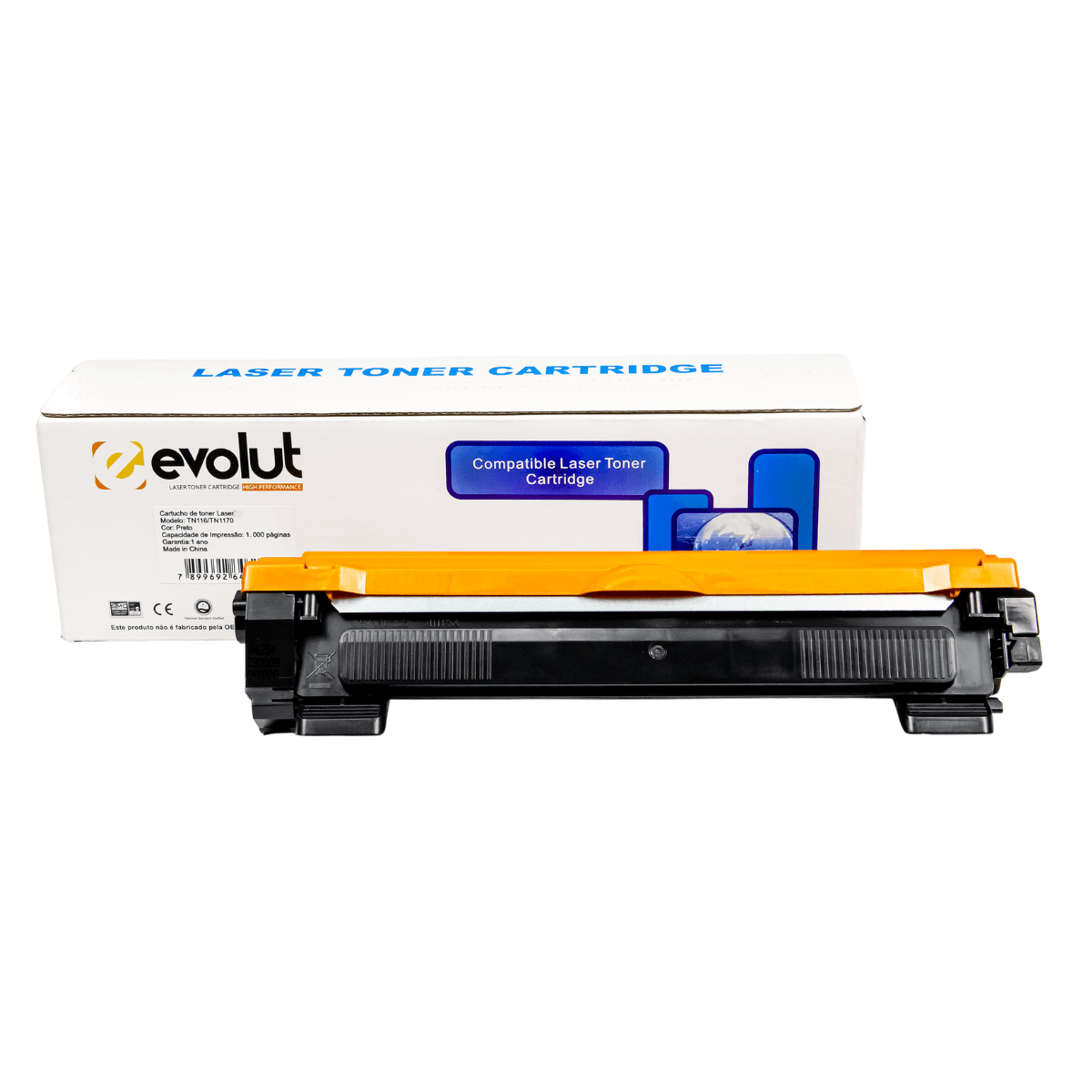 Cartucho de Toner Compatível C/ Brother TN116 TN1170 Preto 1K Evolut