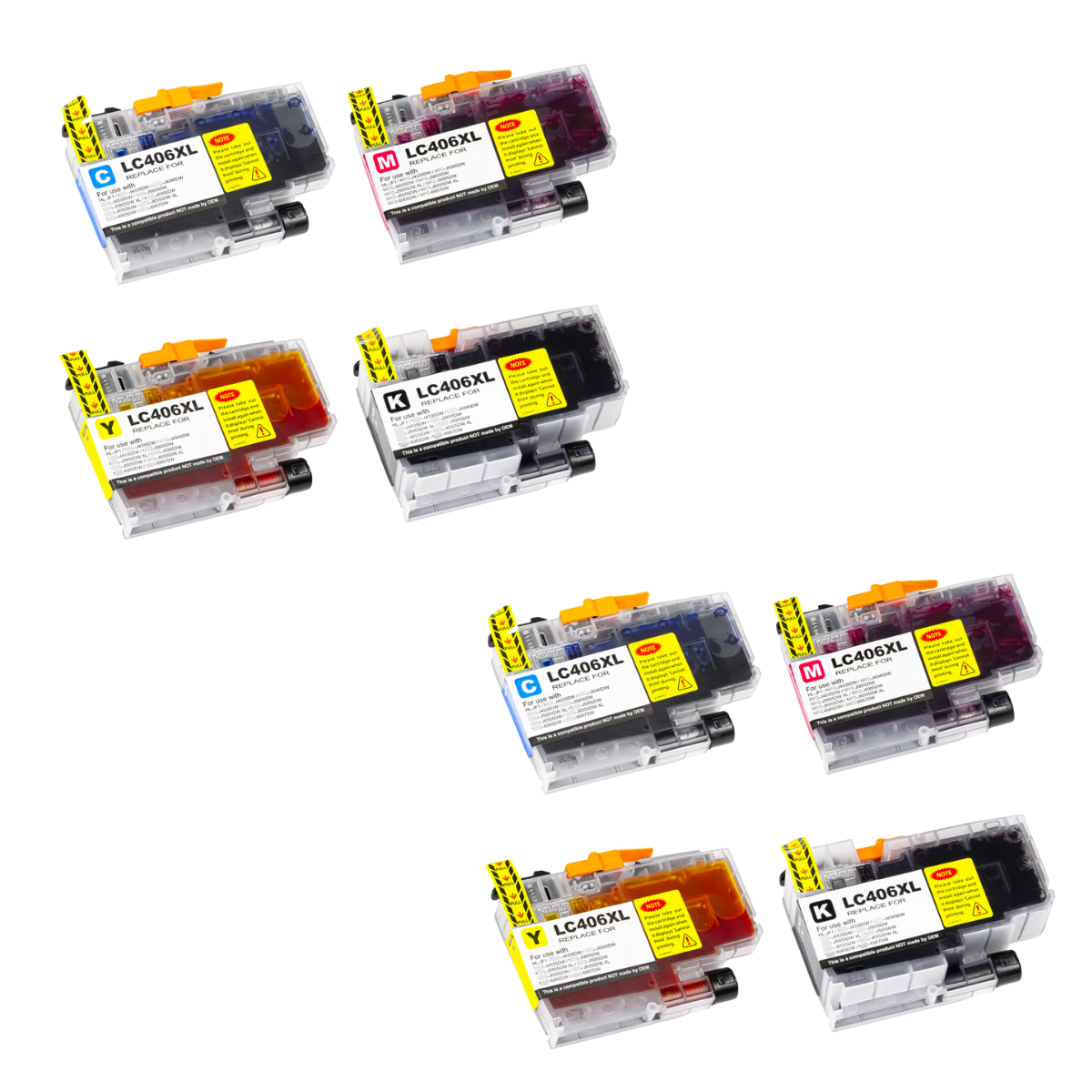 Kit 8x Cartucho de Tinta P/ Brother LC406 XL CMYK Corante C/ Chip - Lotus