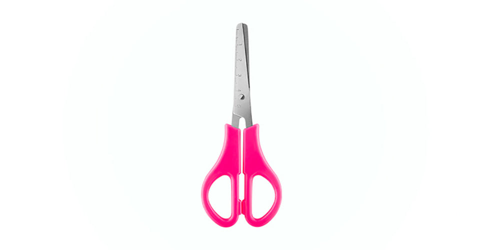 Tesoura Escolar de Aço Inox C/ Régua - 13 Cm Neon