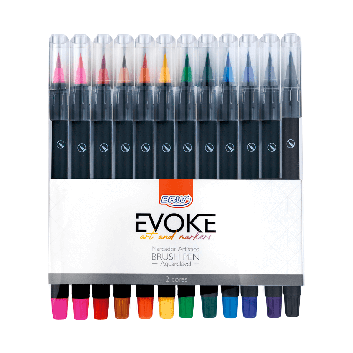 Marcador Artístico Evoke Brush Pen 12 Cores Aquarelável