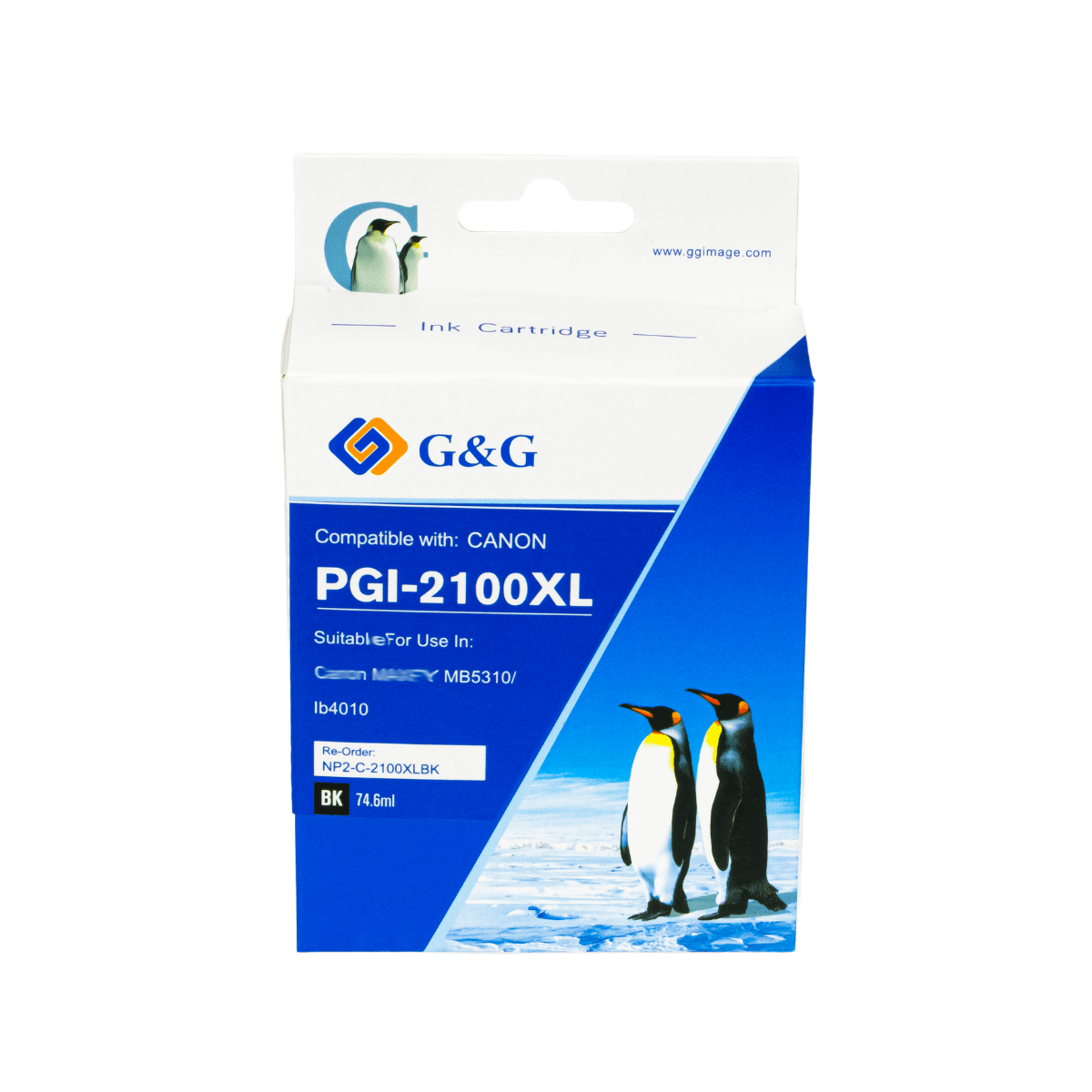 Cartucho de Tinta PGI-2100XL P/ Canon MB5310 MB5410 Preto C/ Chip 2.5K 74,6ml - G&G