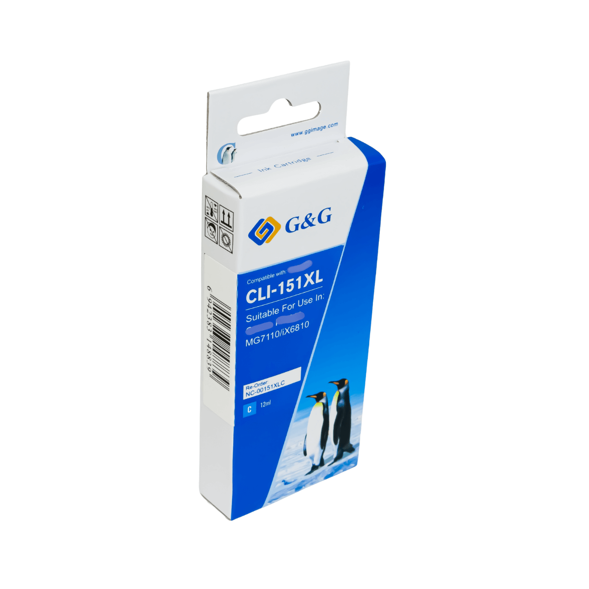 Cartucho de Tinta P/ Canon CLI151 CLI-151XL Ciano C/ Chip 12ML - G&G