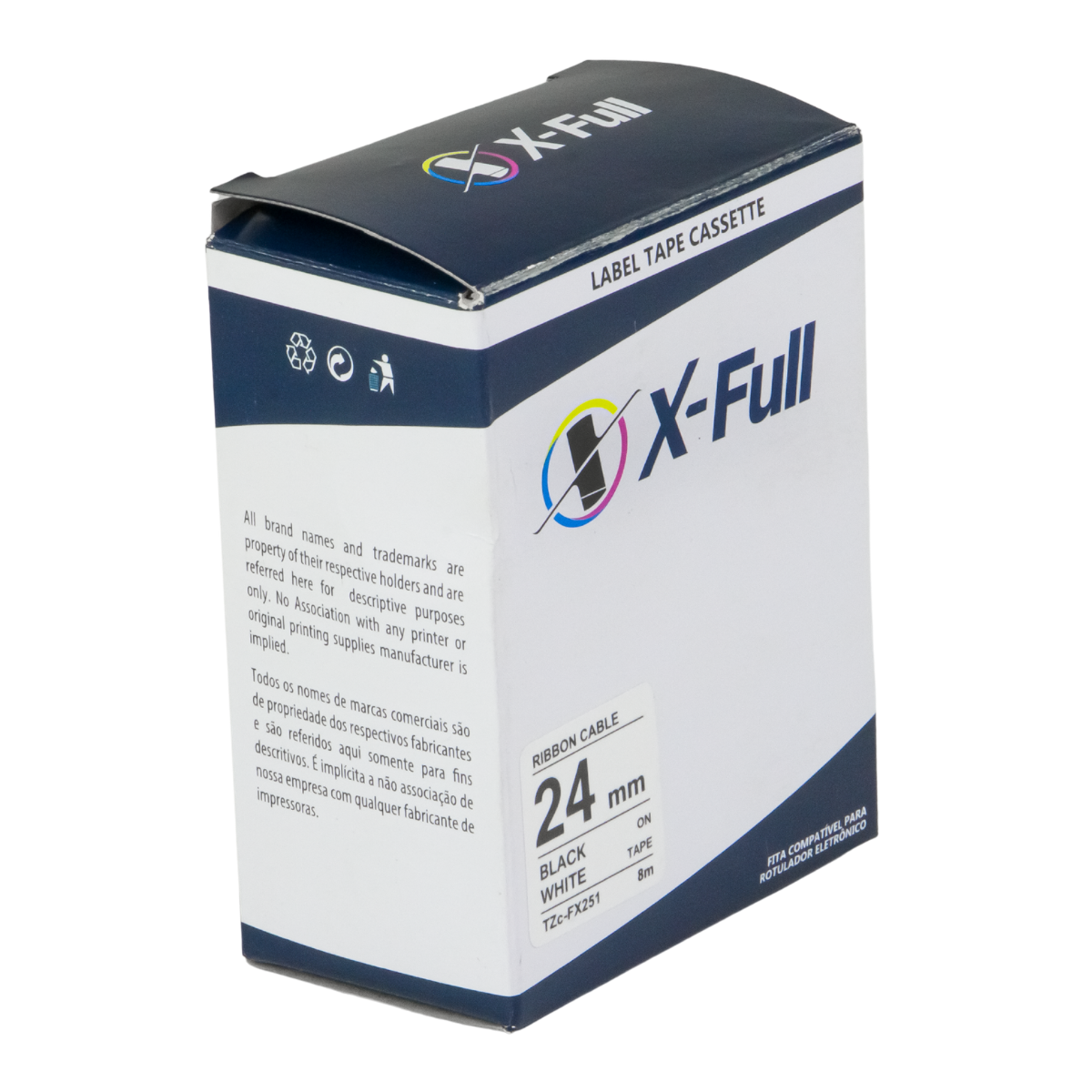 Fita P/ Rotulador Brother TZc-FX251 TZe-FX251 24mm x 8m Black/ White - X-Full