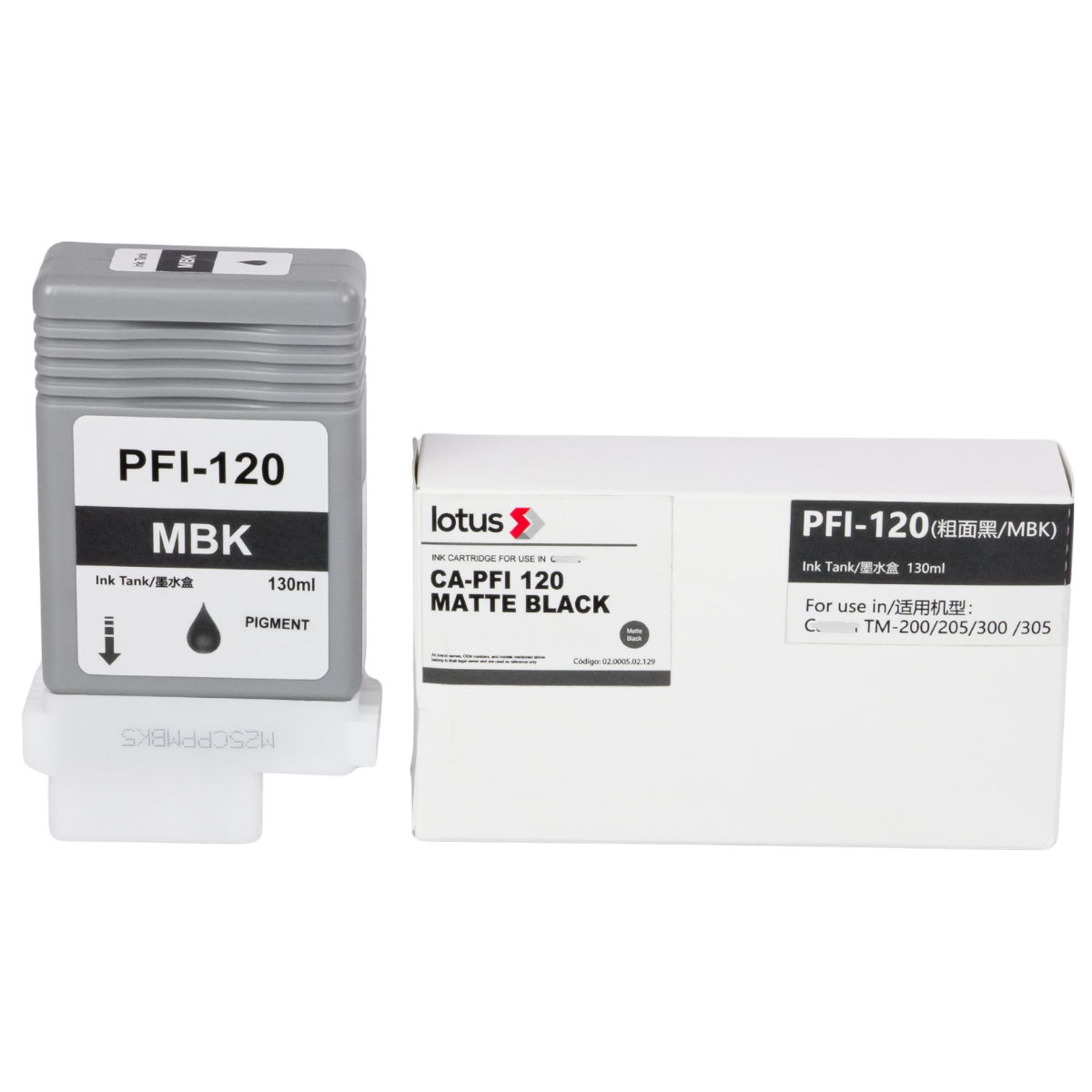 Kit 5x Cartucho de Tinta P/ Plotter Canon PFI-120 MBK  + CMYK C/ Chip 130ml - Lotus