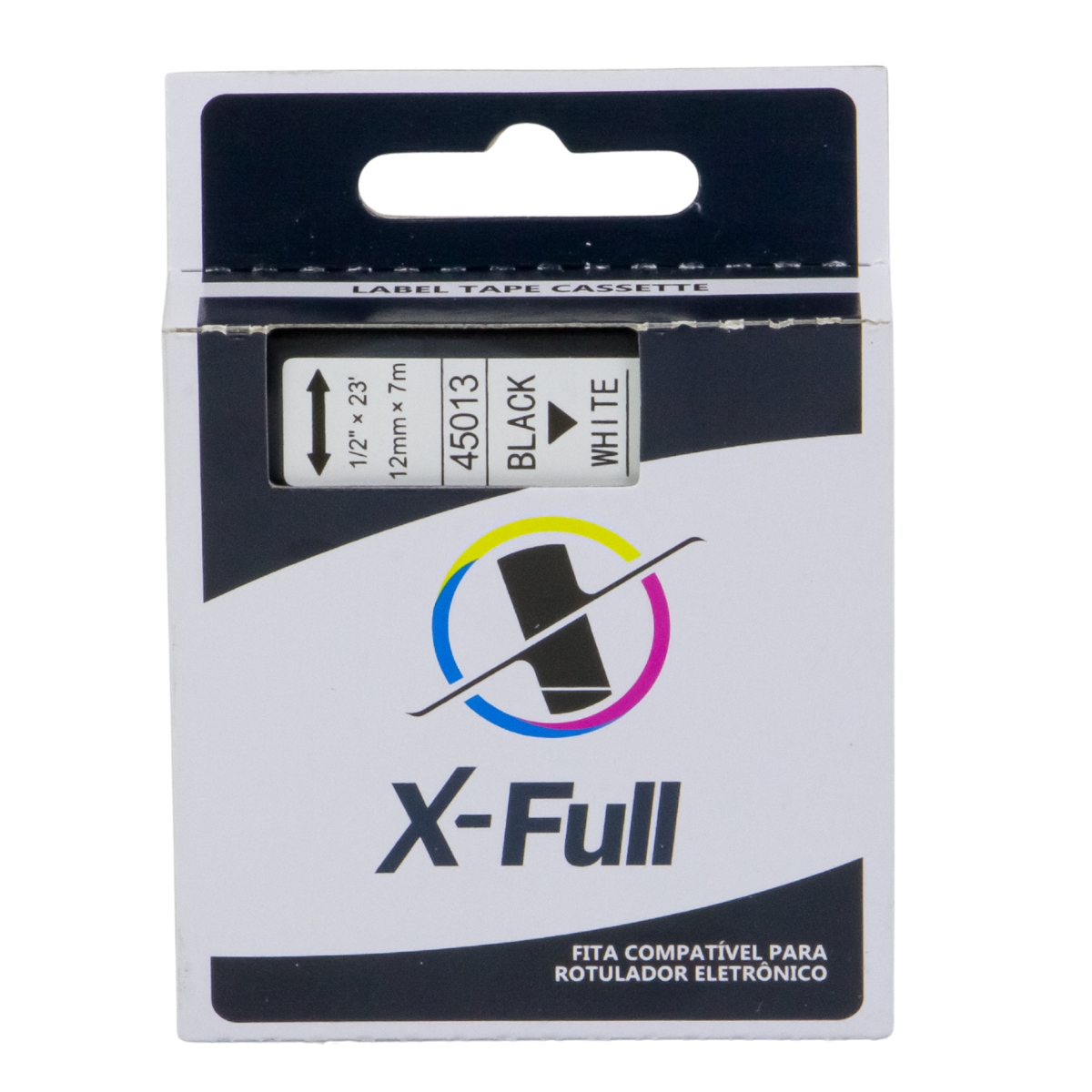Fita P/ Rotulador Dymo  45013 12mm x 7m Black/ White - X-Full