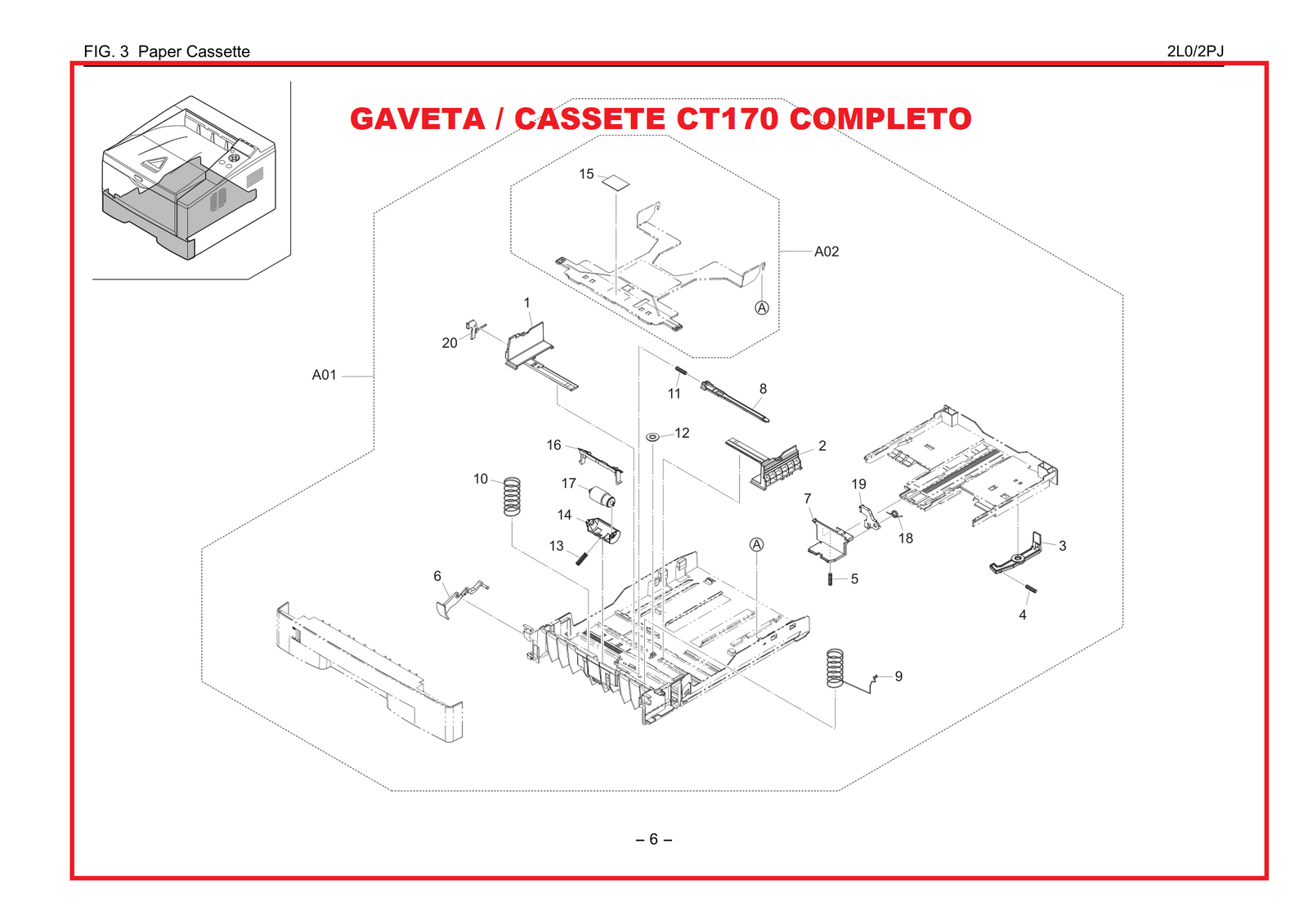Gaveta do Papel CT 170 P P2135 M 2035 - 302LZ93071 - Original