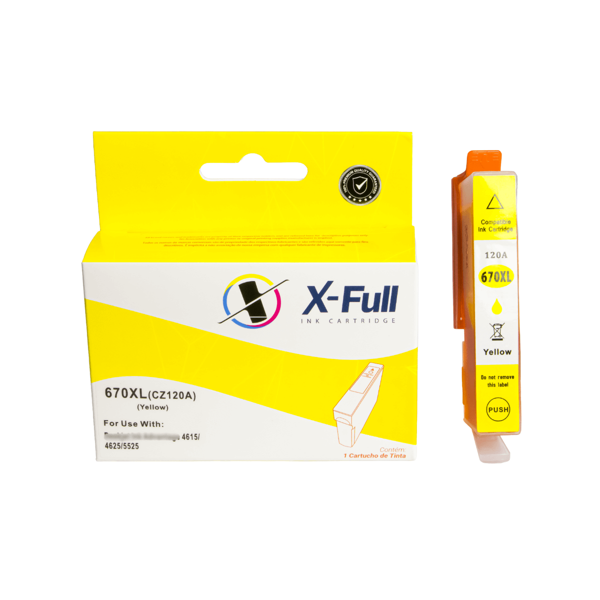 Cartucho de Tinta P/ HP 670XL CZ120A Amarelo C/ Chip 14.5ml - X-Full