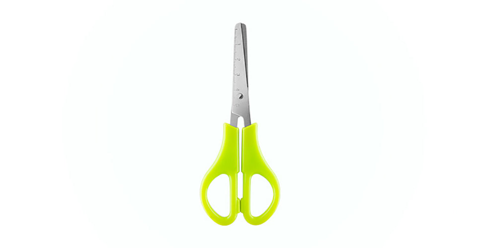 Tesoura Escolar de Aço Inox C/ Régua - 13 Cm Neon