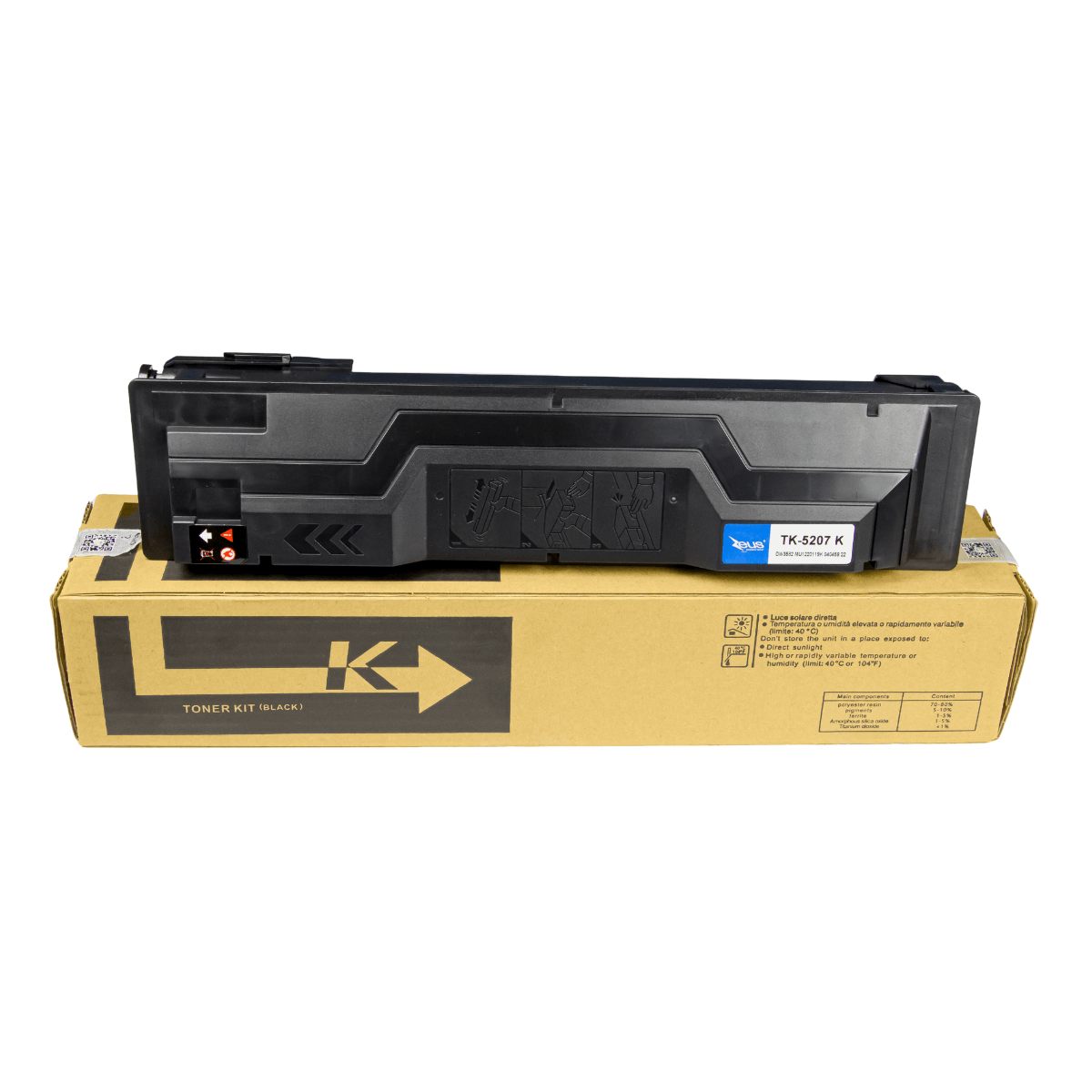 Toner Compatível Zeus TK5207 Black P/ Kyocera C/ Chip - 18K