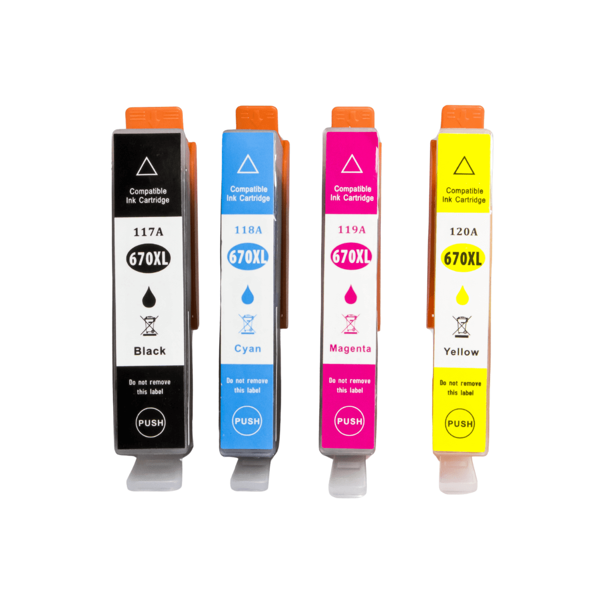 Kit 4x Cartucho de Tinta P/ HP 670XL CMYK C/ Chip - X-Full