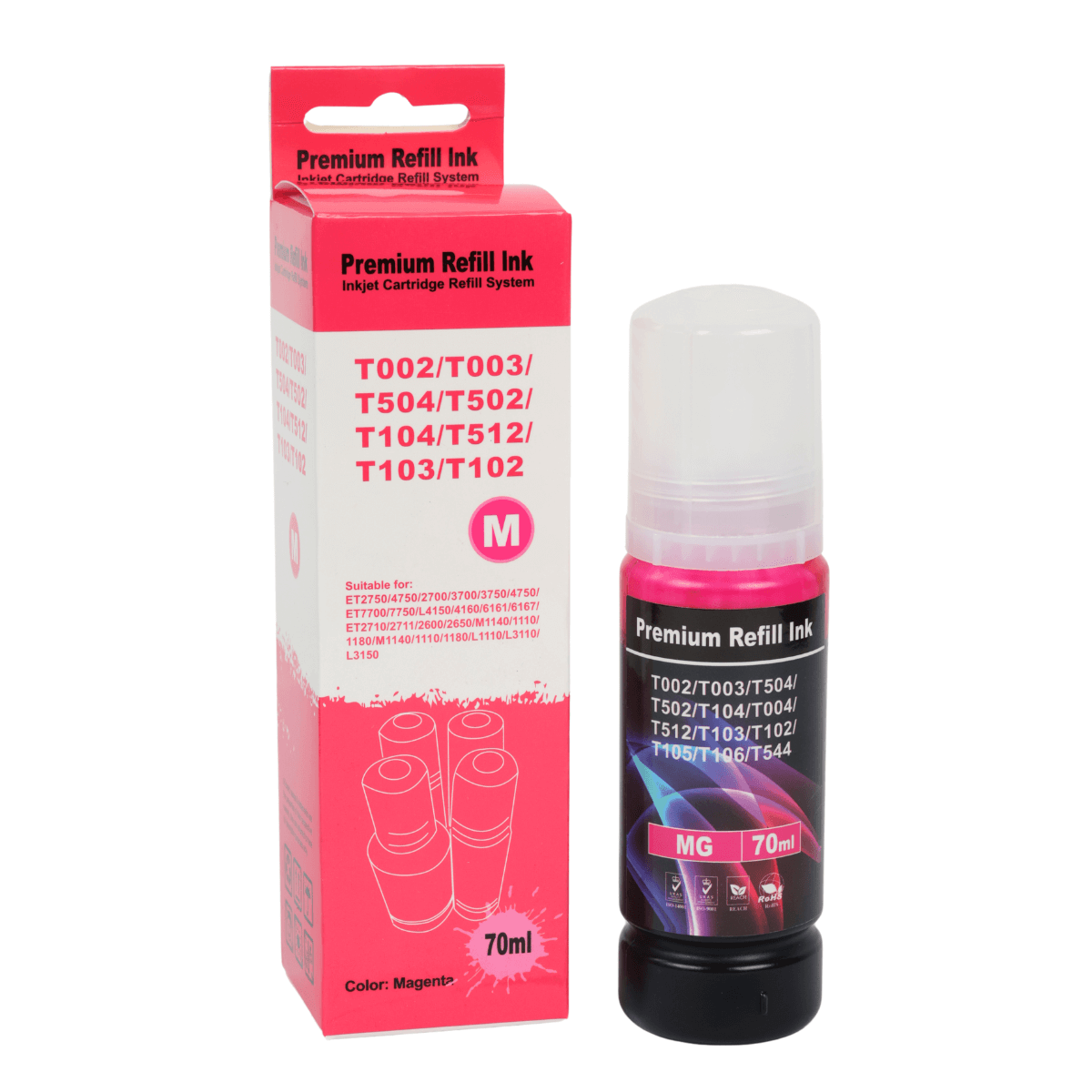 Refil de Tinta Compatível Lotus T504 T544 Magenta p/ Epson 70ml Corante
