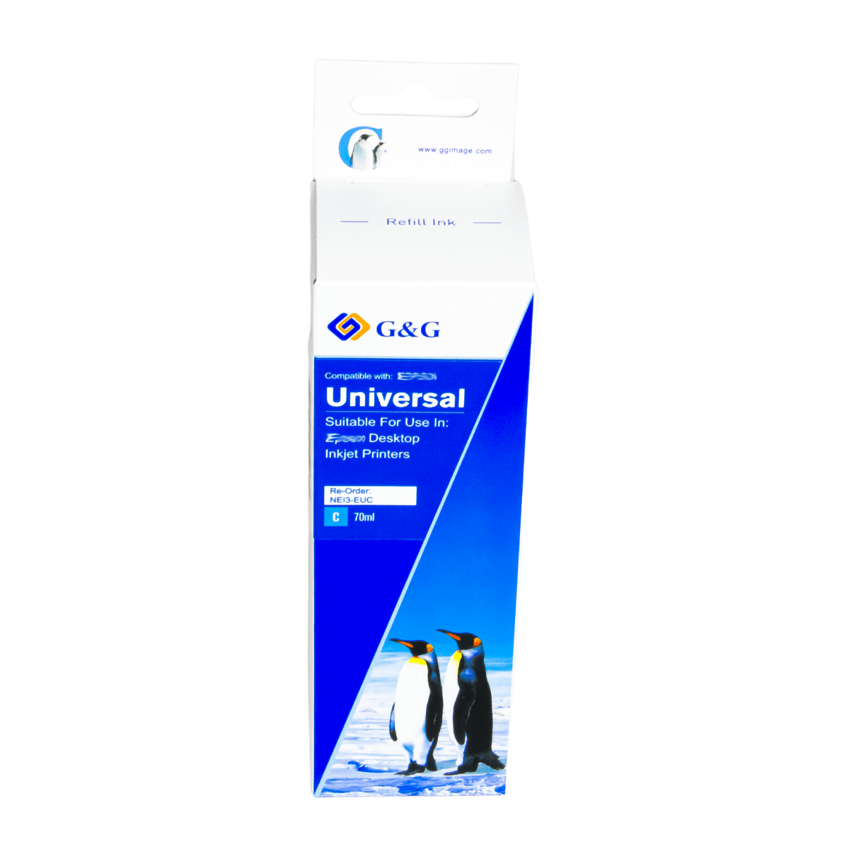Refil de Tinta P/ Epson T504 T544 Ciano Corante 70ml - G&G (NEI3-EUC)