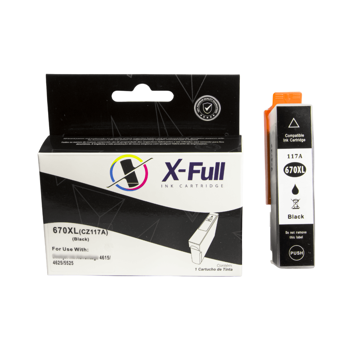 Cartucho de Tinta P/ HP 670XL CZ117A Preta C/ Chip 21ml - X-Full