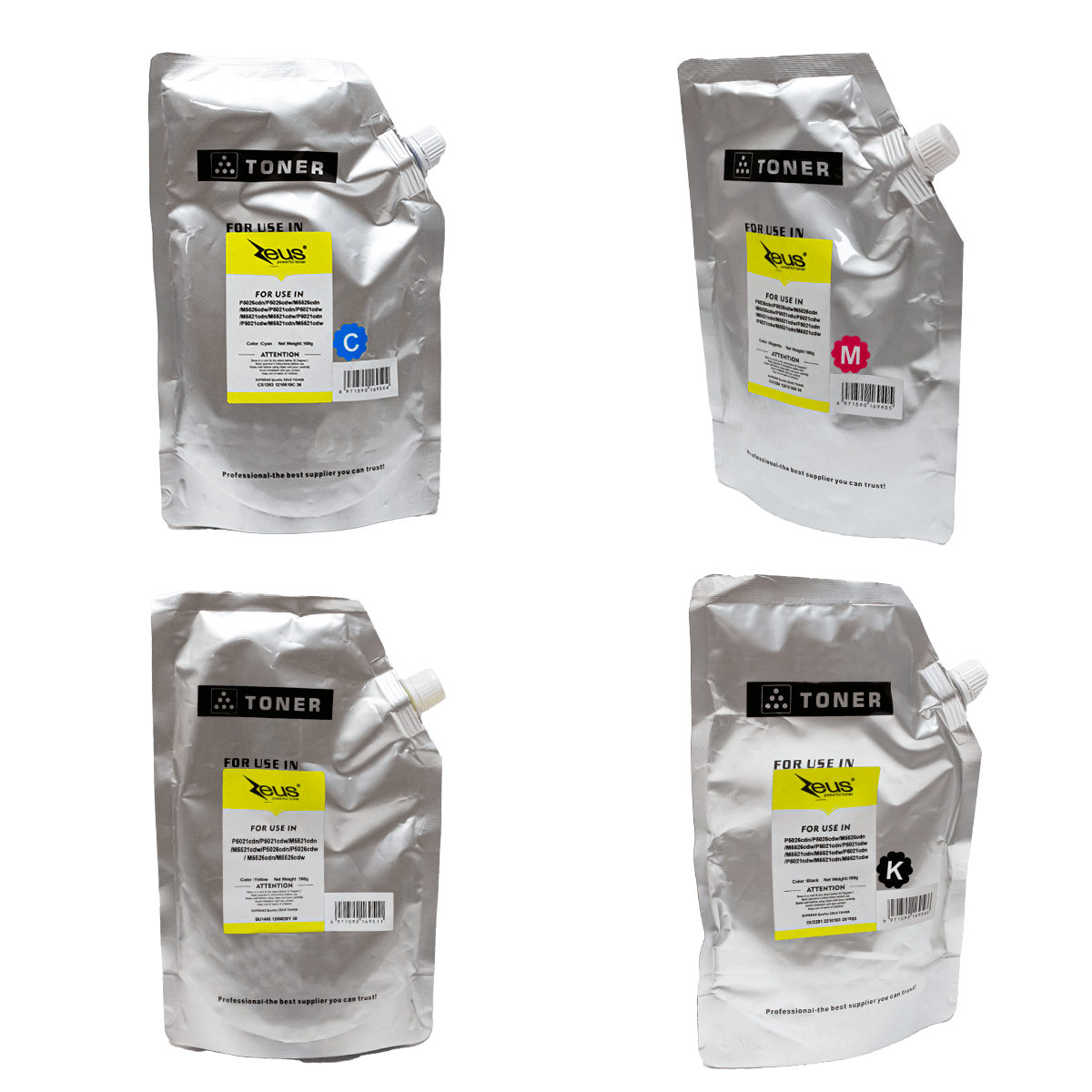 Kit Refil de Toner Zeus TK5442 TK5242 P/ Kyocera 4 Cores CMYK - 160g