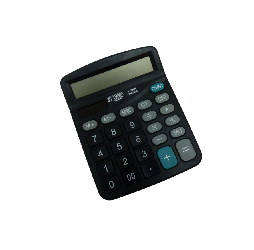 Calculadora Grande 12 Digitos de Mesa Preta - BRW