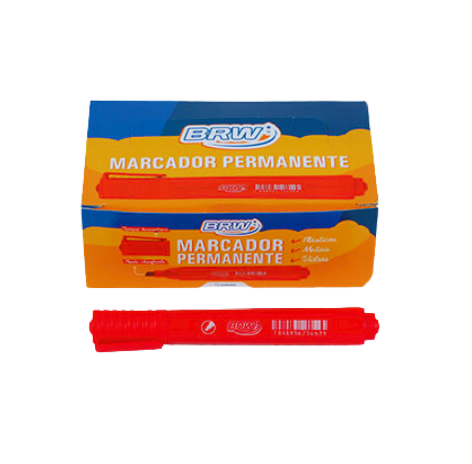 Marcador Permanente Vermelho C/ Ponta Chanfrada Cx C/ 12Un BRW