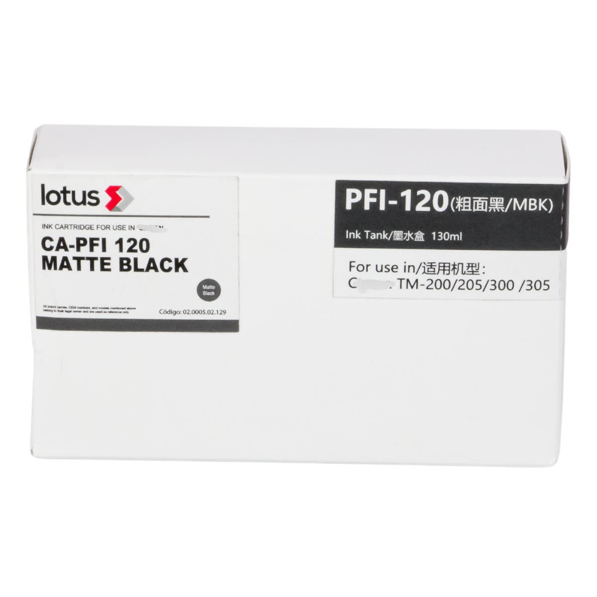 Cartucho de Tinta P/ Plotter Canon PFI-120 Matte Black MBK 130ml - Lotus