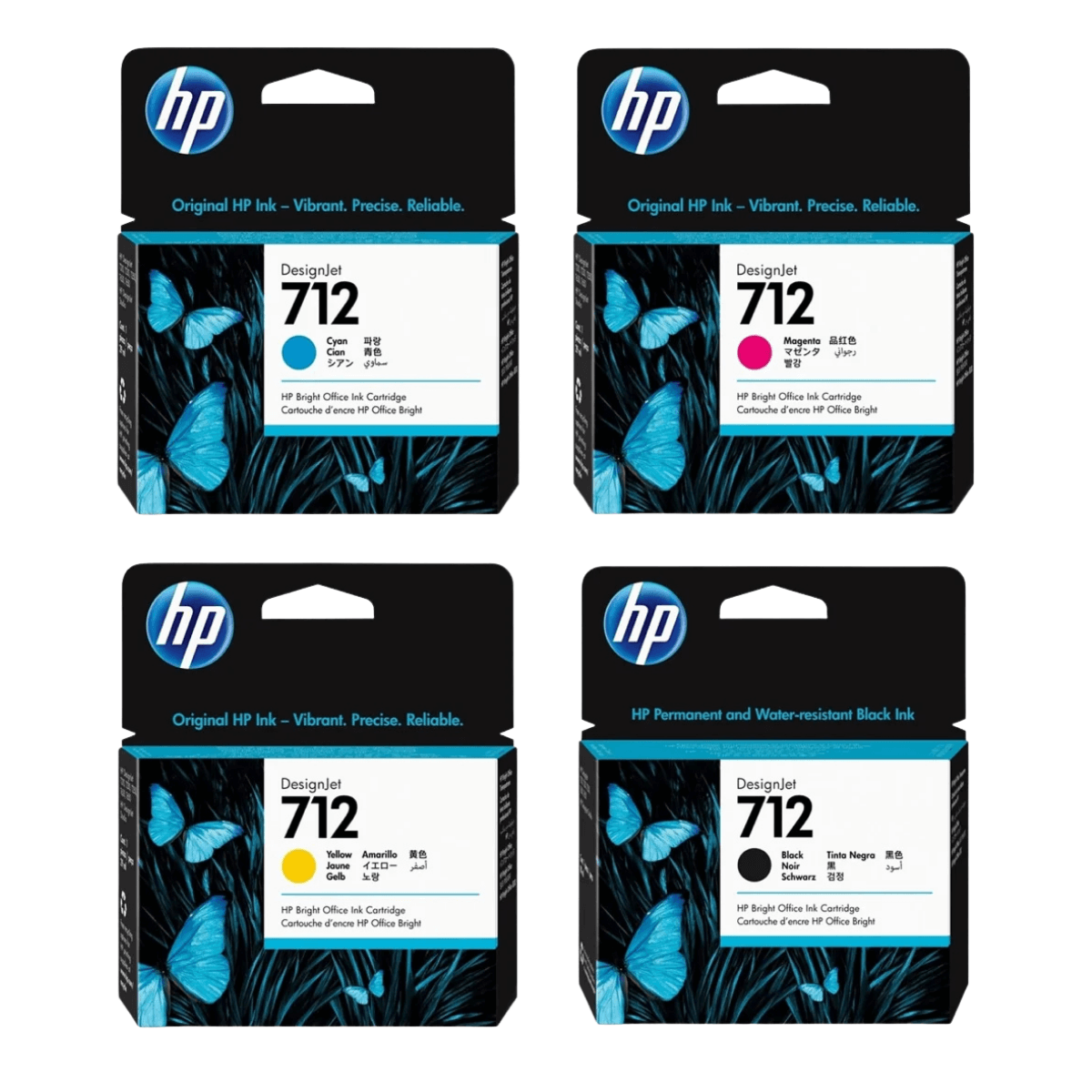 Kit 4x Cartucho de Tinta HP 712 P/ Plotter T250 T650 CMYK - Original