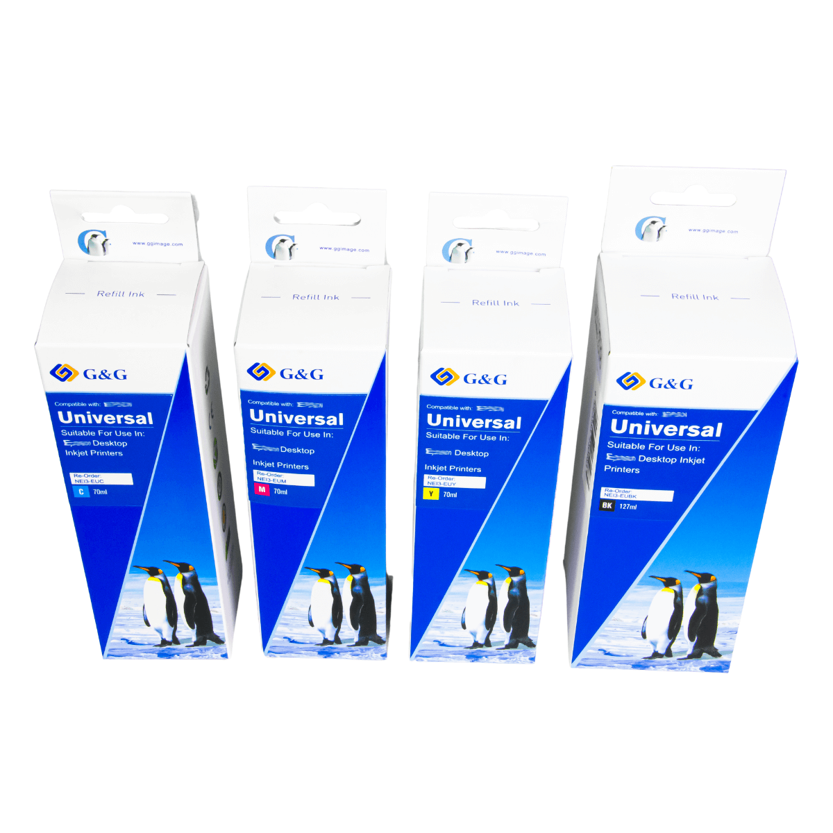Refil de Tinta P/ Epson T504 T544 Preto Corante 127ml - G&G (NEI3-EUBK)