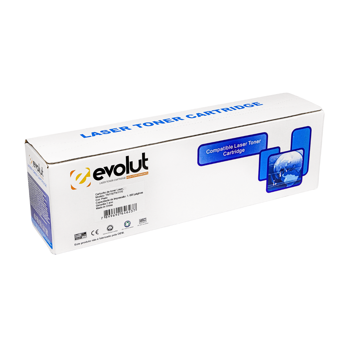 Cartucho de Toner Compatível C/ Brother TN116 TN1170 Preto 1K Evolut