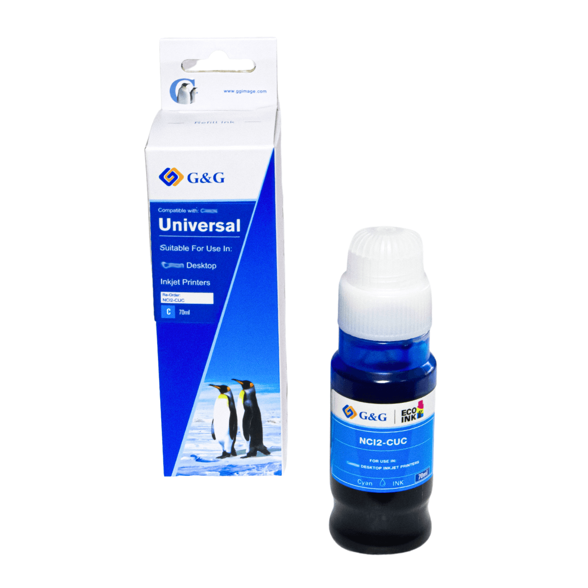 Refil de Tinta P/ Canon GI-10S Ciano 7.7K 70ml (NC12-CUC) - G&G