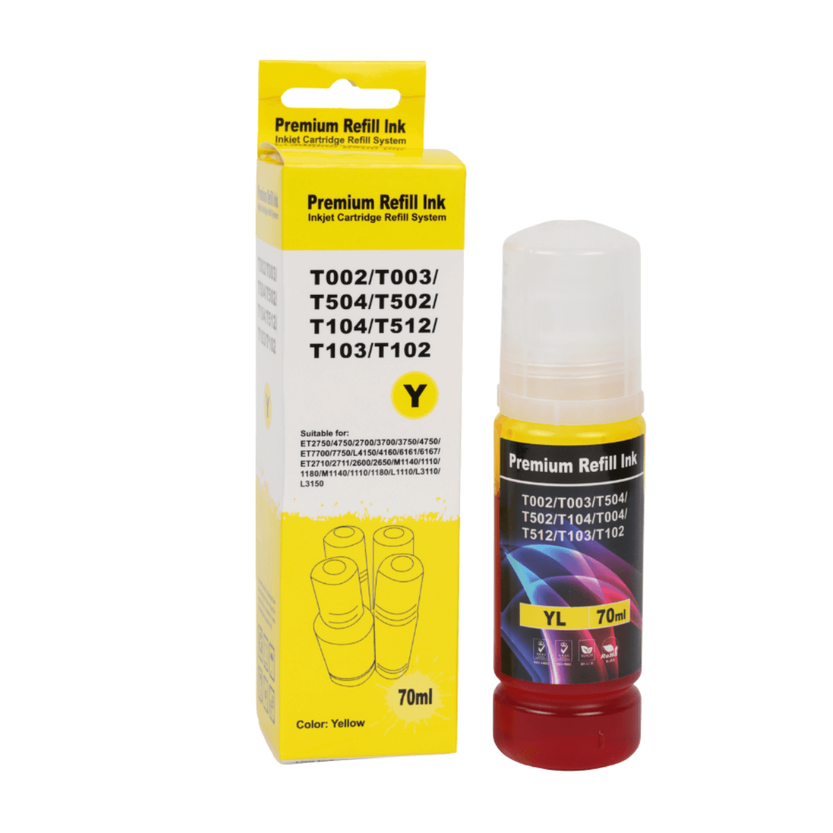 Refil de Tinta Compatível Lotus T504 T544 Yellow Corante p/ Epson - 70ml