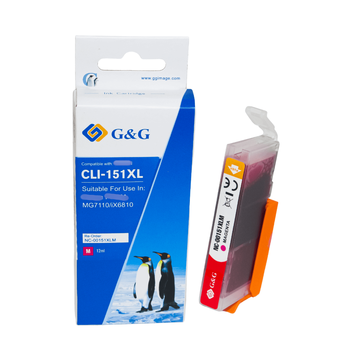 Cartucho de Tinta P/ Canon CLI151 CLI-151XL Magenta C/ Chip 12ML - G&G