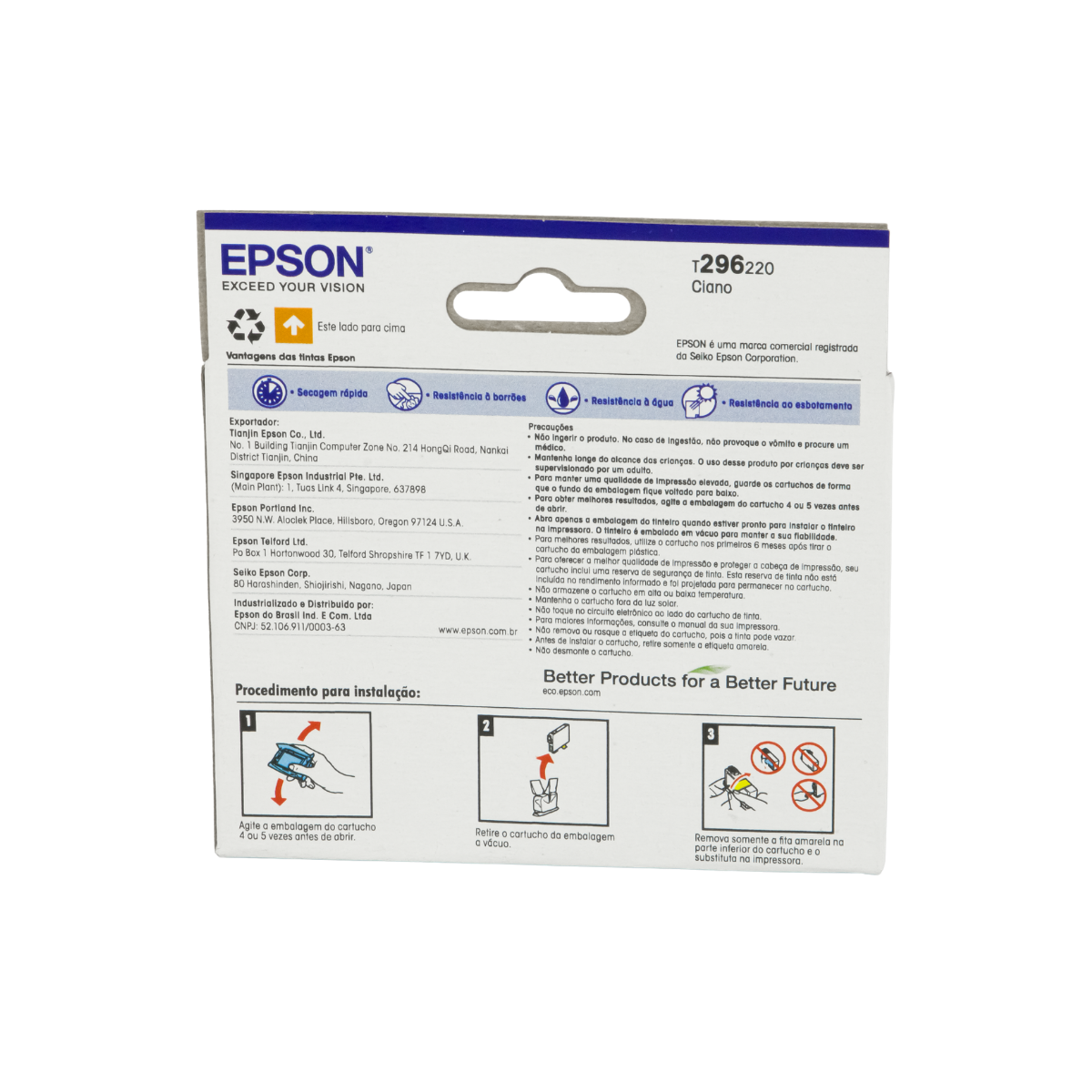 Cartucho de Tinta Epson T296 T296220 Ciano P/ XP231 XP431 - Original