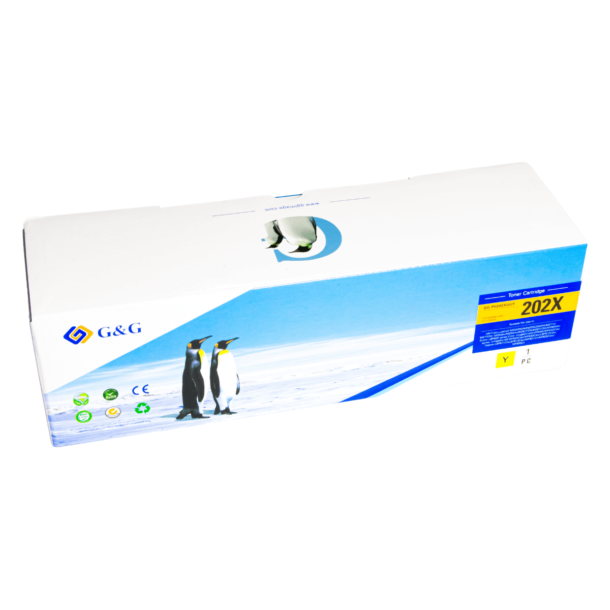 Cartucho de Toner P/ Canon e HP CF402X CF502X CRG054 202X Amarelo C/ Chip 2.5K - G&G