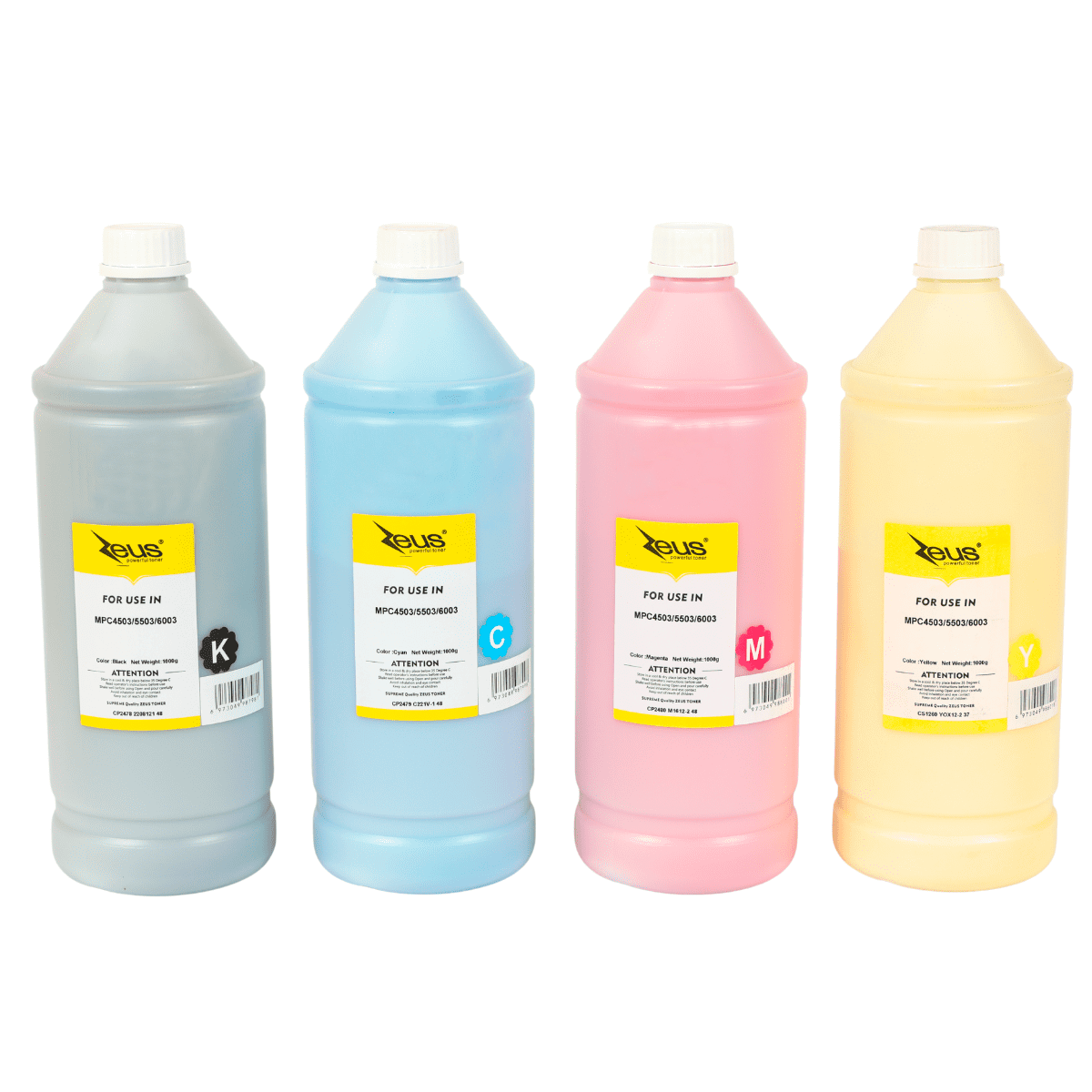 Kit 4x Refil de Toner P/ Ricoh MP C4503 C6003 CMYK 1Kg - Zeus