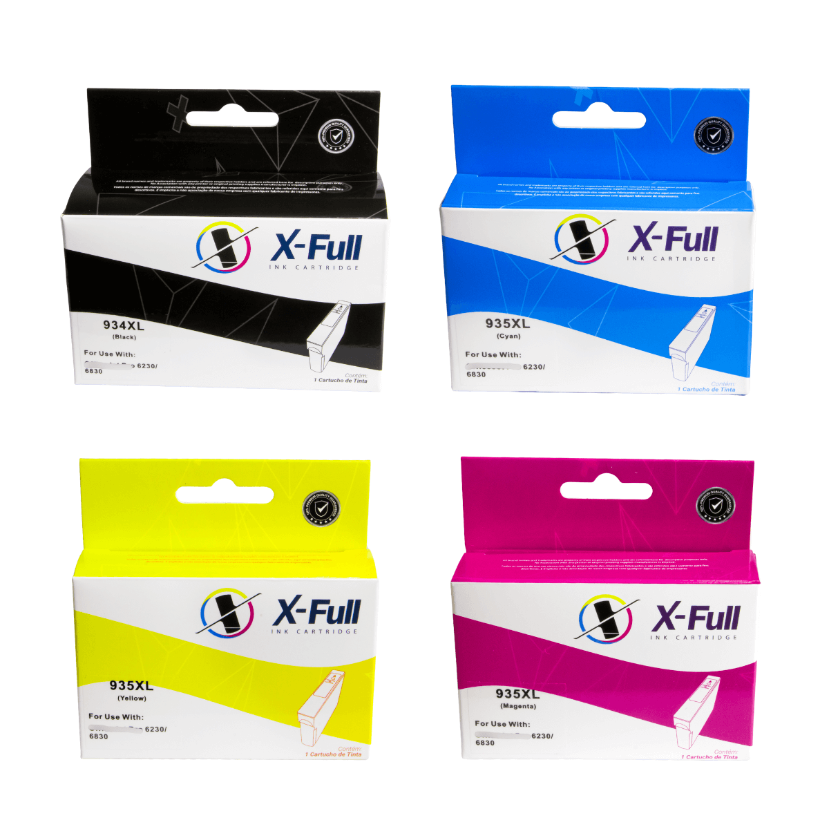 Kit 4x Cartucho de Tinta P/ HP 934XL 935XL CMYK C/ Chip - X-Full
