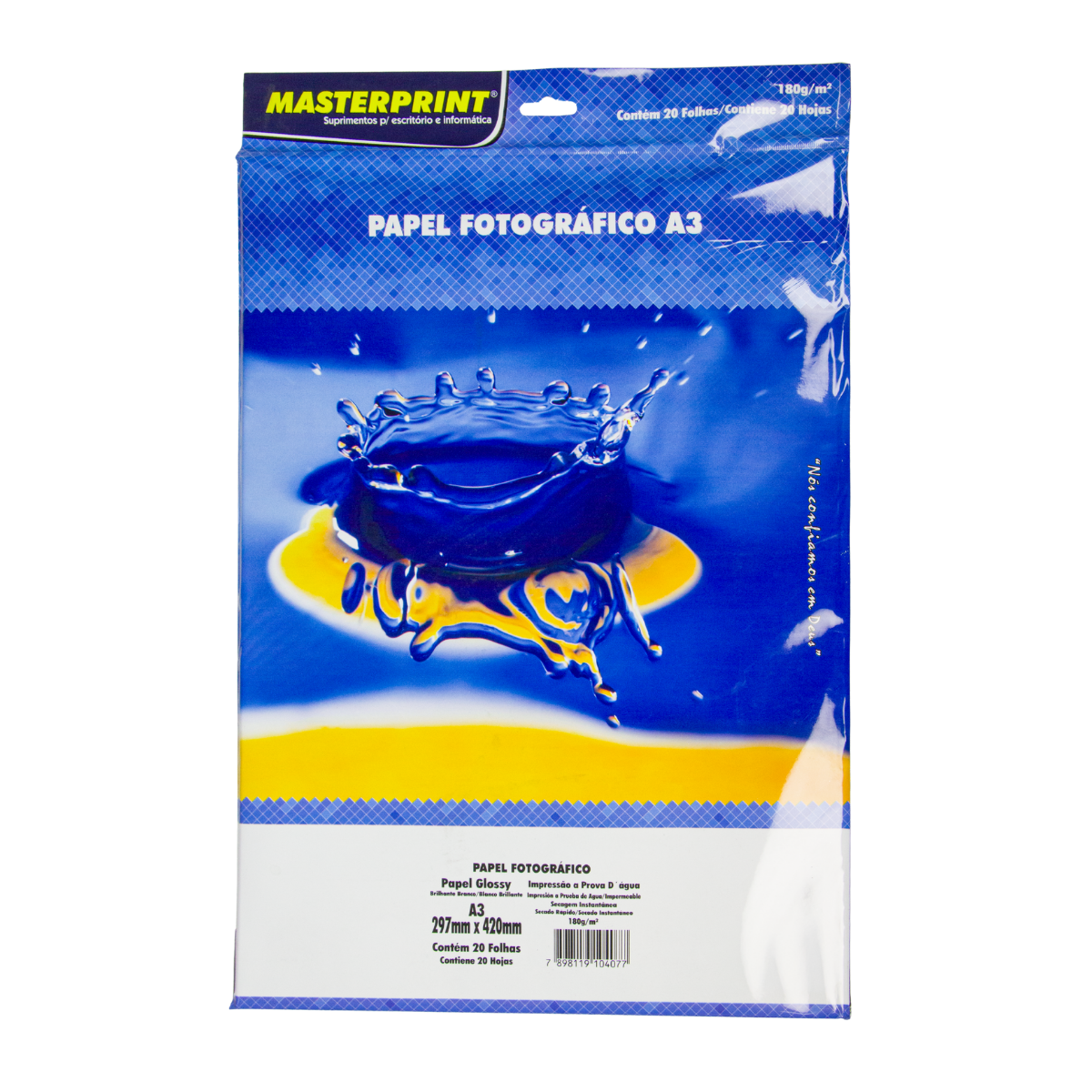Papel Foto Glossy 180g A3 20 Folhas - Masterprint