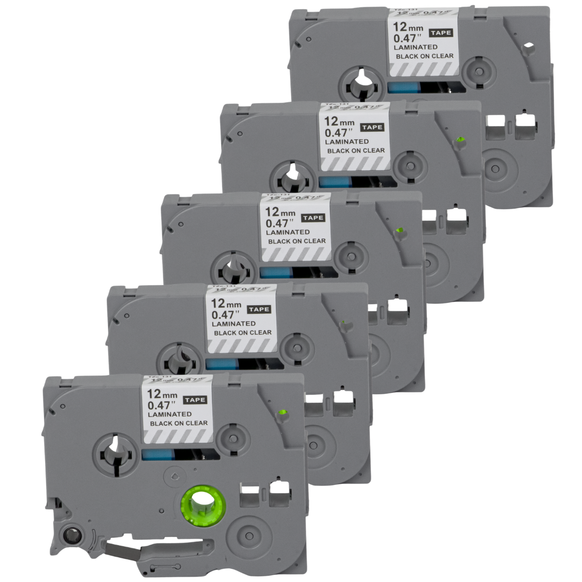 Kit 5x Fita P/ Rotulador Brother TZc-131 TZe-131 12mm x 8m Black/ Clear - X-Full