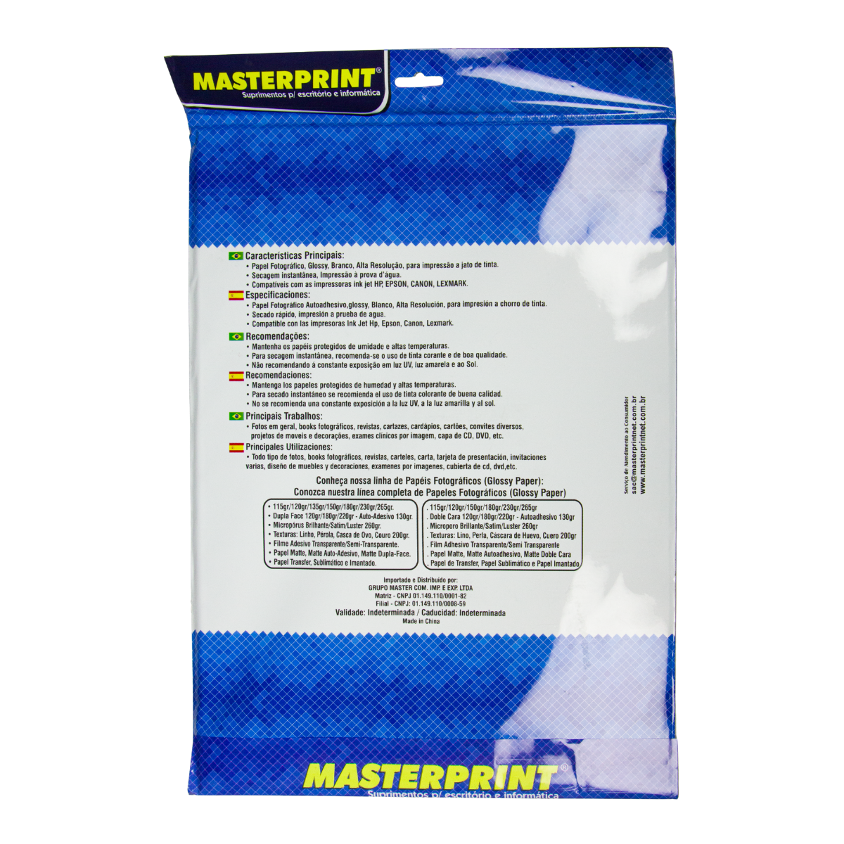 Papel Foto Glossy 180g A3 20 Folhas - Masterprint