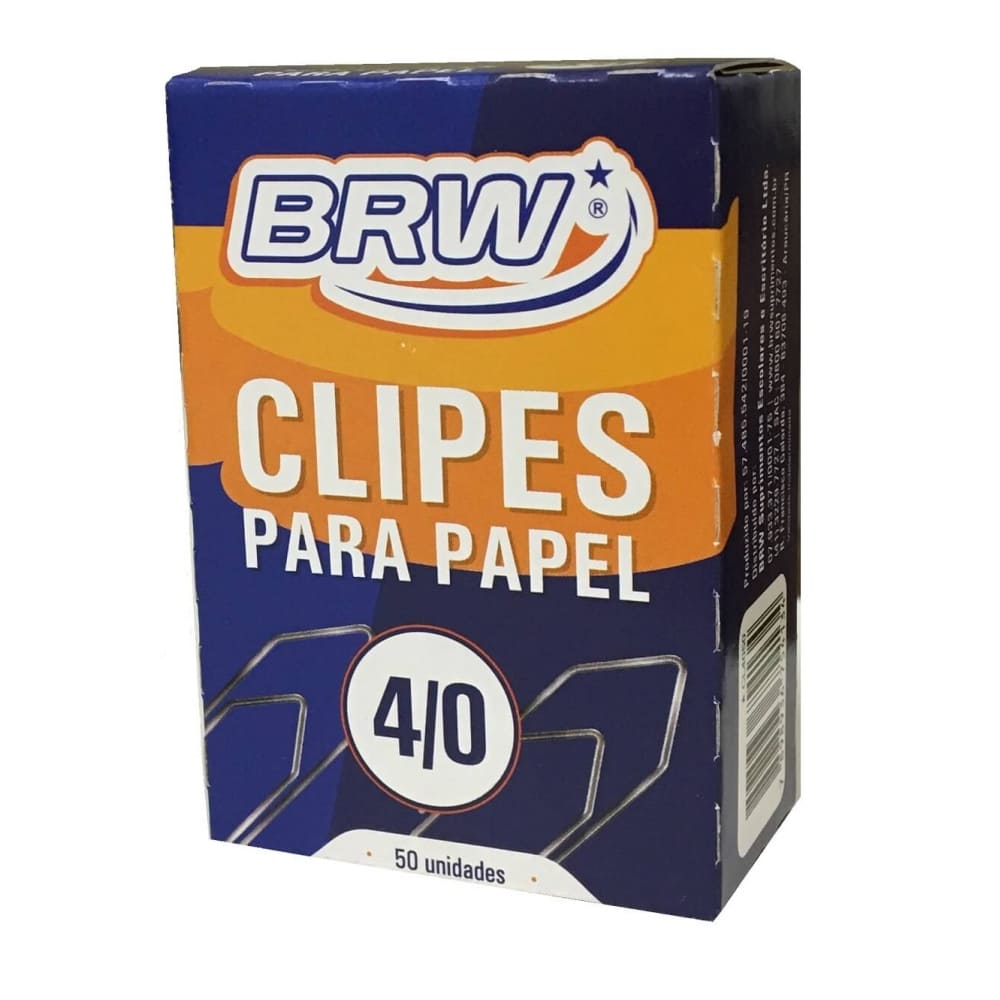 Clipes Para Papel 4/0 BRW - CX C/ 50UN