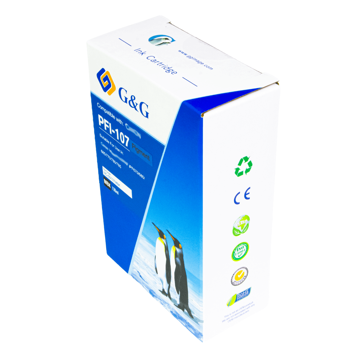Cartucho de Tinta P/ Plotter Canon PFI-107 Matte Black C/ Chip 130ml - G&G