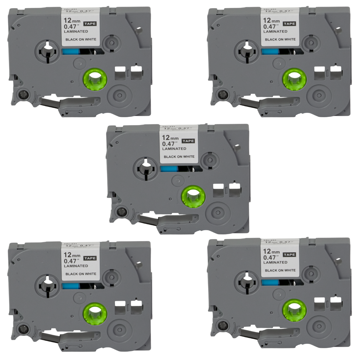 Kit 5x Fita P/ Rotulador Brother TZc-231 TZe-231 12mm x 8m Black/ White - X-Full