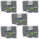 Kit 5x Fita P/ Rotulador Brother TZc-231 TZe-231 12mm x 8m Black/ White - X-Full