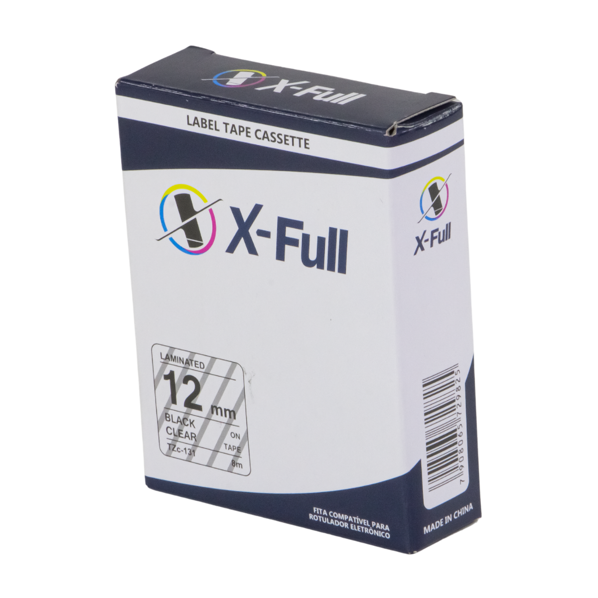 Fita P/ Rotulador Brother TZc-131 TZe-131 12mm x 8m Black/ Clear - X-Full
