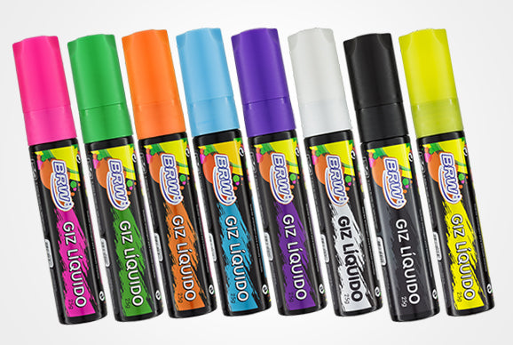 Giz Líquido 6MM - 8 Unidades 4GR BRW - Cores Sortidas - Blister