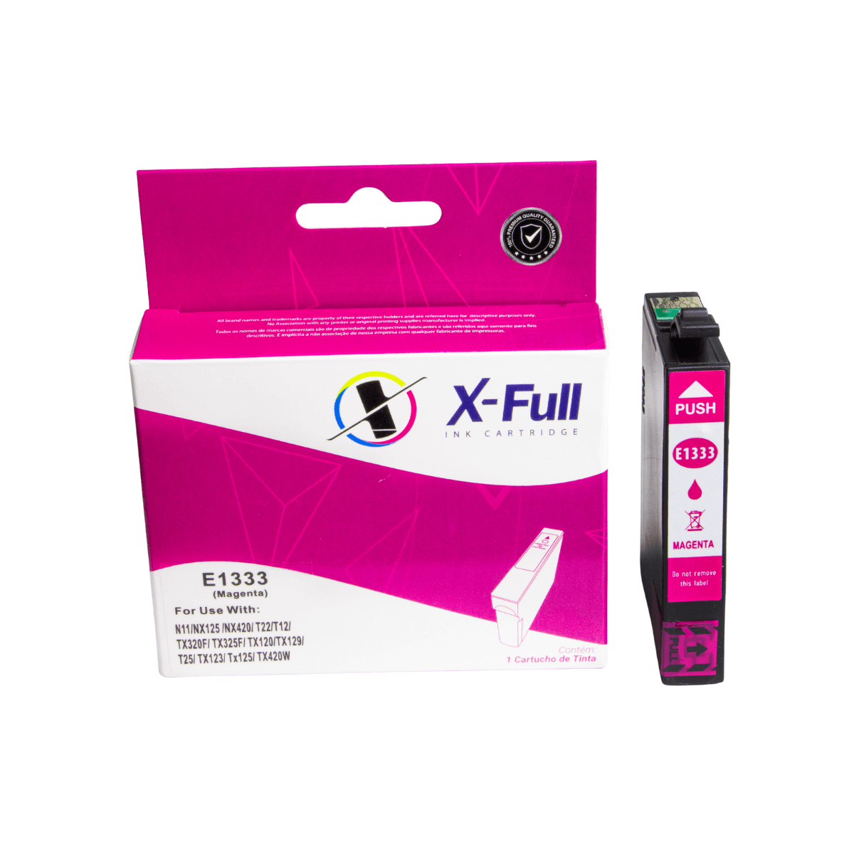 Kit 4x Cartucho de Tinta P/ Epson 1331 1332 1333 1334 TX123 TX135 CMYK Chip - X-Full