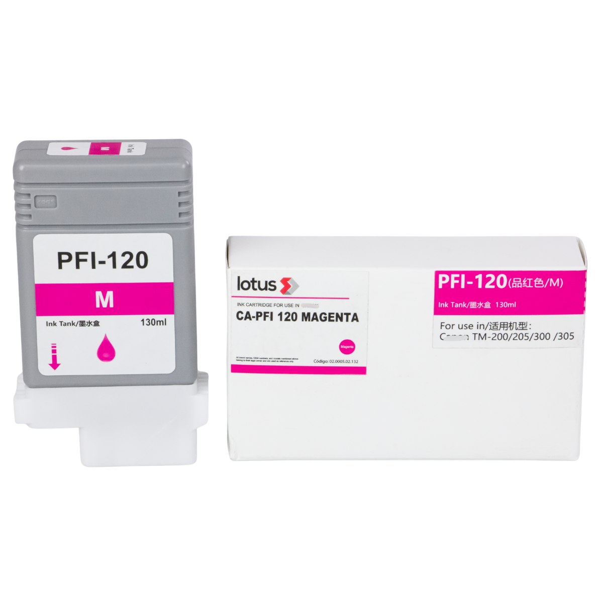 Kit 5x Cartucho de Tinta P/ Plotter Canon PFI-120 MBK  + CMYK C/ Chip 130ml - Lotus