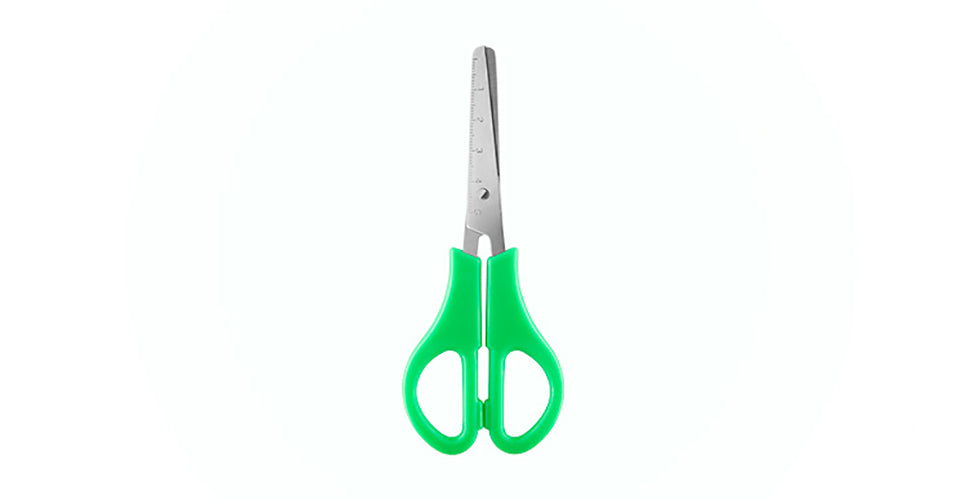 Tesoura Escolar de Aço Inox C/ Régua - 13 Cm Neon