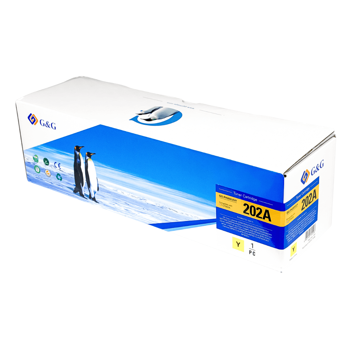 Cartucho de Toner P/ Canon e HP CF502A 202A Amarelo C/ Chip 1.3K - G&G