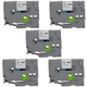Kit 5x Fita P/ Rotulador Brother TZc-131 TZe-131 12mm x 8m Black/ Clear - X-Full