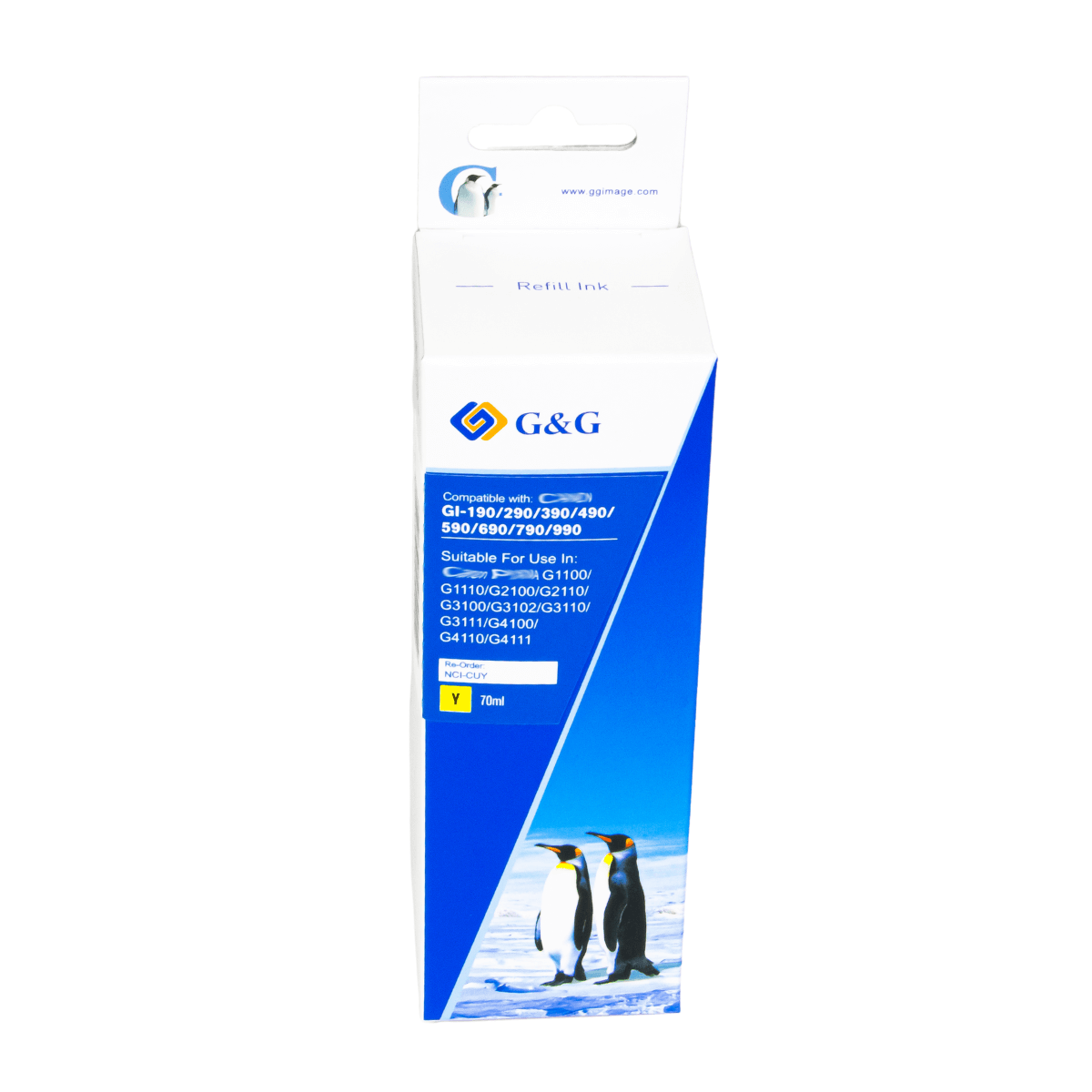 Refil de Tinta P/ Canon GI-190 Megatank Amarelo 7K 70ml - G&G